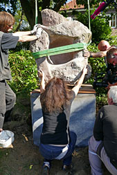 Setting up of the stone sculpture A moment of silence