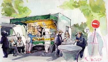 Nicola Maier-Reimer: Isemarkt Zeichnung/Aquarell Nicola Maier-Reimer: Isemarkt Zeichnung/Aquarell